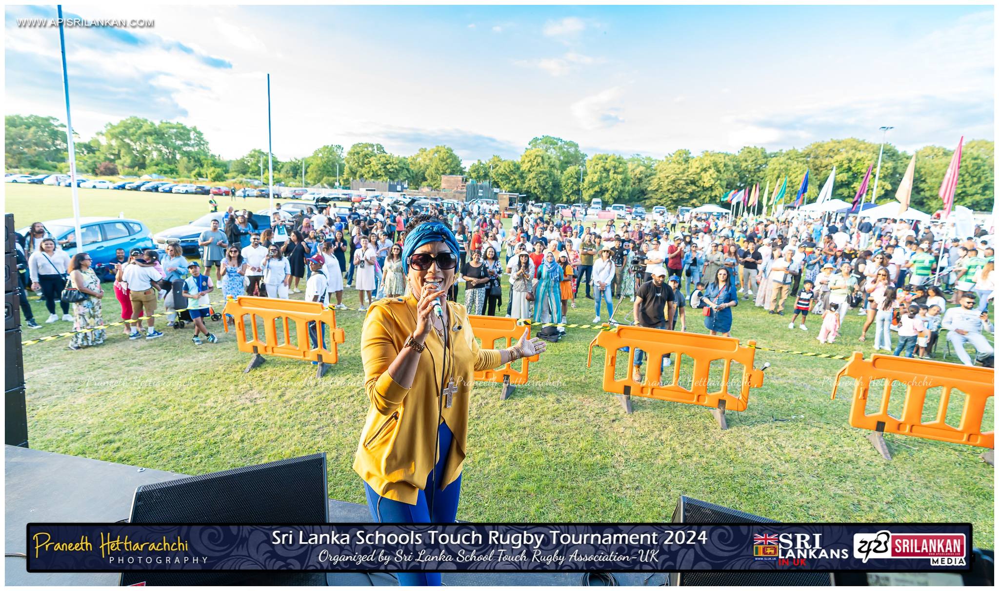 Festival crowd gathered by the stage at Sri Lanka Schools Touch Rugby Tournament 2024