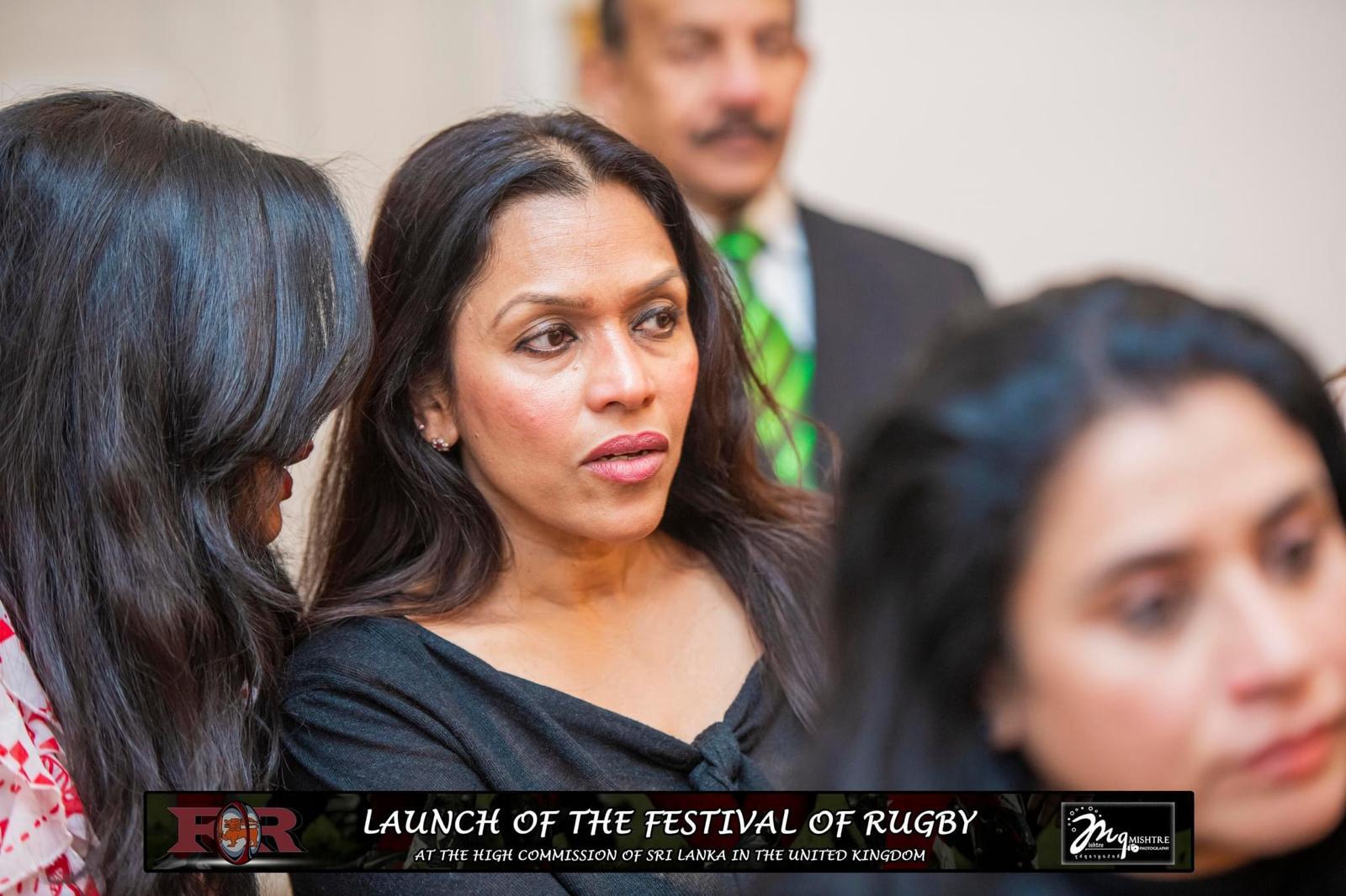 Speaker at the podium during the launch of The Festival of Rugby