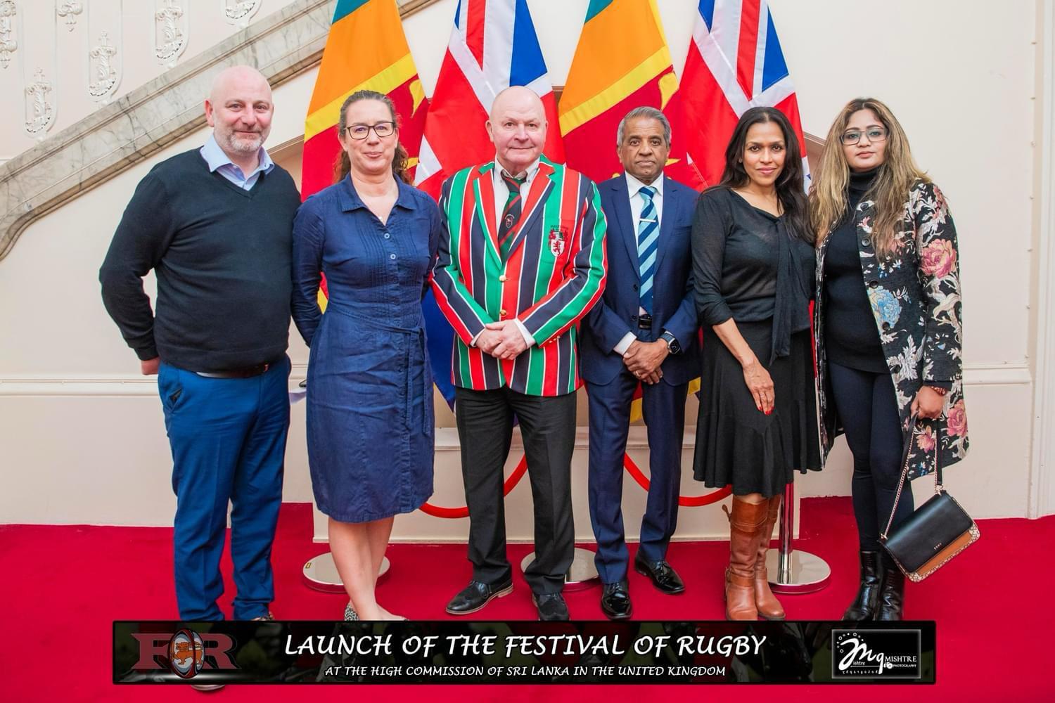 Guests posing together during the launch of The Festival of Rugby