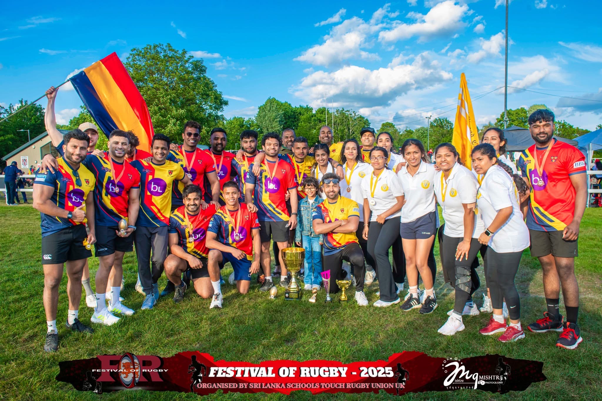 Festival of Rugby 2025 team group photo with trophies